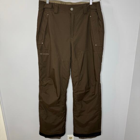 Columbia Mens Winter Snowboard Ski Pants Brown Omni Tech Outdoor Sz L - Picture 1 of 12